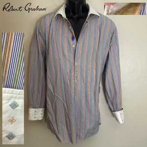 Robert Graham Contrast Long Sleeve Shirt XXL EU 47 18.5 neck Gently worn